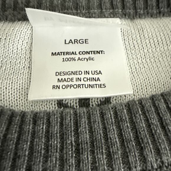 Women Large Gray Snowman Sweater Holiday Festive Christmas Weather Warm Cozy - Picture 5 of 12